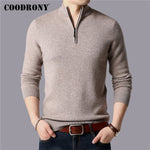 COODRONY Brand Sweater Men 100% Merino Wool Pullover Men Thick Warm Winter Zipper Turtleneck Sweaters Cashmere Pull Homme 93029