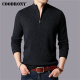 COODRONY Brand Sweater Men 100% Merino Wool Pullover Men Thick Warm Winter Zipper Turtleneck Sweaters Cashmere Pull Homme 93029