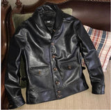 Free shipping.Brand classis Cossack horsehide coat,man genuine leather Jacket,quality men's slim japan style leather clothes